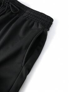 Men's Autumn/Winter Fashion Patchwork Zipper Sweatshirt And Casual Drawstring Sweatpants Set, Essential Daily Outfit Sweatshirt Set - Black - View 9