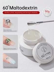 BAOSHIMAN BOSHIMAN Elastic Maltose Nail Rhinestone Glue, 50g Large Capacity Super Strong Adhesive Nail Glue, Suitable For Flat Back Rhinestones, Long-Lasting Nail Gem Glue, Suitable For Nail Salons And DIY Nail Art - 50G - View 2