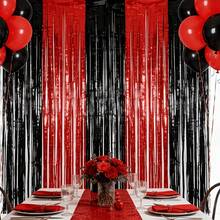 2PCS Black And Red Shiny Party Decoration Tassels, Halloween Scene Decor - 2pcs (Red + Black) - View 5