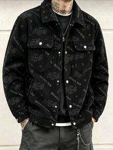 Men's Autumn Outdoor Sports Casual Corduroy Jacket, Minimalist Fashion Jacket - Black - View 4