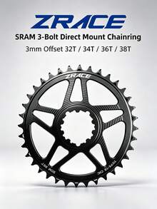 ZRACE 10/11/12 Speed Mountain Bike Chainring 7075AL CNC 3mm Offset Compatible With 3-Bolt Direct Mount Crankset Black - Black - View 2