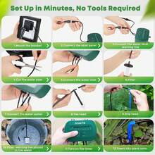 Rotatable Solar Panel Automatic Drip Irrigation Kit 12 Timed Watering Modes With Low Water Alert For Summer Vacation Garden And Balcony Plant Care - A - View 7