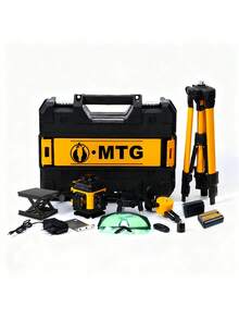Kit Nível Laser Verde 4D MTG 16 Linhas 520nm Autonivelante ±3°, com Tripé, 2 Baterias 5000mAh, Maleta, Controle Remoto e Acessórios - Amarelo - Visão 9
