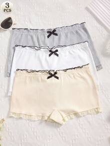 CELILIN 3 Packs Women Slip Shorts With Lace Trim, Ribbed Underdress Shorts With Bow Decor For Dresses & Skirts - Multicolor - View 7