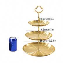 1pc European Style Afternoon Tea Dessert Plate, Multi-Layer Stainless Steel Cupcake Stand, Dessert Tray, Decorative Cake Plate, Cake Pastry Display Rack, Suitable For Christmas, Wedding, Birthday, Baby Shower, Afternoon Tea Decoration Plate, Sunflower Handle Dessert Stand - View 14