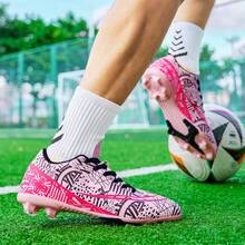 1 Pair Adult Football Cleats, AG/FG Studs, Outdoor Artificial Turf Sports Shoes, Indoor 5-A-Side Football Training Shoes, Professional Rugby Shoes - Pink - View 20