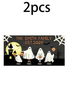 Custom Ghost Family Tabletop Sign, Spooky Halloween Room Desk Decor, Personalized Name Plaque For Shelf Mantel, Haunted House Accent, Customized Holiday Decoration, Customizable Name Family Gift, Room Decor, Halloween Gift, Gift For Family And Friend - Style a - View 14