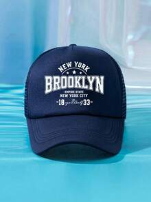 1件裝 男士 BROOKLYN 1833 綠色多色印花個性化戶外休閒時尚沙灘露營防曬透氣網布可調尺寸棒球帽卡車帽禮物，適合日常配戴 - B - 查看 29