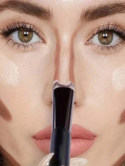 U-Shaped Nose Contour Makeup Brush, Dual-Ended Nose Shadow And Highlight Brush, U-Shaped Handle Design, Ergonomic Grip, Soft Bristles, Precise Nose Contour Sculpting