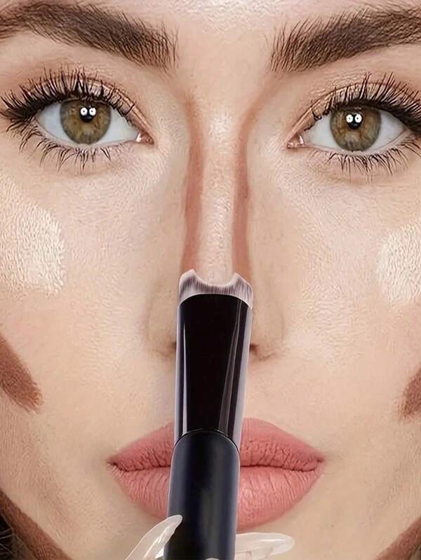 U-Shaped Nose Contour Makeup Brush, Dual-Ended Nose Shadow And Highlight Brush, U-Shaped Handle Design, Ergonomic Grip, Soft Bristles, Precise Nose Contour Sculpting