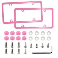 2pcs Rhinestone License Plate Frame, Durable Stainless Steel Unobstructed Border Design, Embedded Multi-Faceted Sparkling Rhinestones, Comes With Matching Crystal Screw Caps, Unisex Shiny Car Decoration Accessories - 2-piece Set - View 6