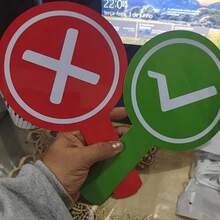1/2pcs Double-Sided Right/Wrong Handheld Paddles, Checkmark And Cross Sign Classroom Buzz-In Paddles, Lightweight Hard Thick Material, Resistant To Bending, Classroom Interactive Teaching Aids, Classroom Game Activity Buzz-In Sign, Campus Classroom Teaching Interactive Supplies - Multiple Styles - View 7