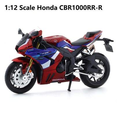 Burago 1:12 比例 Honda CBR1000RR-R Fireblade SP (白色/紅色) 合金壓鑄摩托車模型 – 附展示架的創意桌面裝飾品