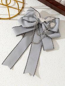 1pc Ribbon Bow Heart Wing Chain Brooch, Preppy Cool Sweet Style, Suitable For Shirt & Blazer Collar Decoration, Daily & Holiday Gift Accessory - Gentle - View 17