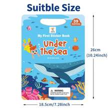 Underwater World DIY Jelly Sticker Book, Children's Removable & Reusable No-Residue Marine Creature Sticker Scene Matching Quiet Book - Baby Blue - View 1