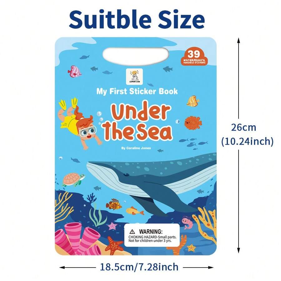 Underwater World DIY Jelly Sticker Book, Children's Removable & Reusable No-Residue Marine Creature Sticker Scene Matching Quiet Book - Baby Blue - View 1
