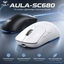 AULA SC680 Tri-Mode Wireless Gaming Mouse, PAW3395 Sensor, 58g Lightweight, 1000Hz Polling Rate, Programmable Buttons, Suitable For PC Laptop Gaming And Office - View 2