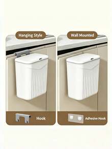 1pc Wall-Mounted Trash Can With Lid, Large Capacity Plastic Hanging Waste Bin, Suitable For Kitchen Trash Can, Room Decor, Bathroom Trash Can, Bathroom Decor, Trash Can For Bathroom, Trash Can For Bedroom, Kitchen Trash Can, Bathroom Accessories, Trash Cans Kitchen, Kitchen Essentials - Multiple Styles - View 3