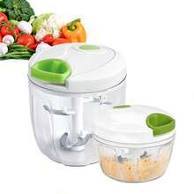 1 buah Alat Pemotong Sayuran Dapur, Pengolah Makanan Manual Multifungsi, Pemotong Sayuran, Pemotong Bawang Putih dan Bawang Bombay Portabel dengan Tali Tarik, Cocok untuk Sayuran, Jahe, Buah-buahan, Kacang-kacangan, Rempah-rempah, dll., (Tersedia Dua Ukuran: 500ml dan 900ml) Putih, Natal - MultiWarna - View 2