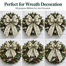 1 Roll 1.5 Inch (3.8cm) X 5 Yards Round Edge Jute Ribbon, Green Branch And White Berry Pattern, Christmas Burlap Ribbon, Suitable For Bow Making, Gift Wrapping, DIY Crafts And Party Decoration - 5-yard Plant-based Webbing - View 4