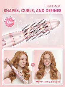SHEGLAM HAIR Blowout Bliss 多功能造型器，3 檔風溫，30000 轉/分鐘蓬鬆梳，快速防毛躁，強勁風力，幹發速度提升 2 倍，通用電壓，適用於各種髮型（搭配不同形狀的適配器） - 粉色 - 查看 5