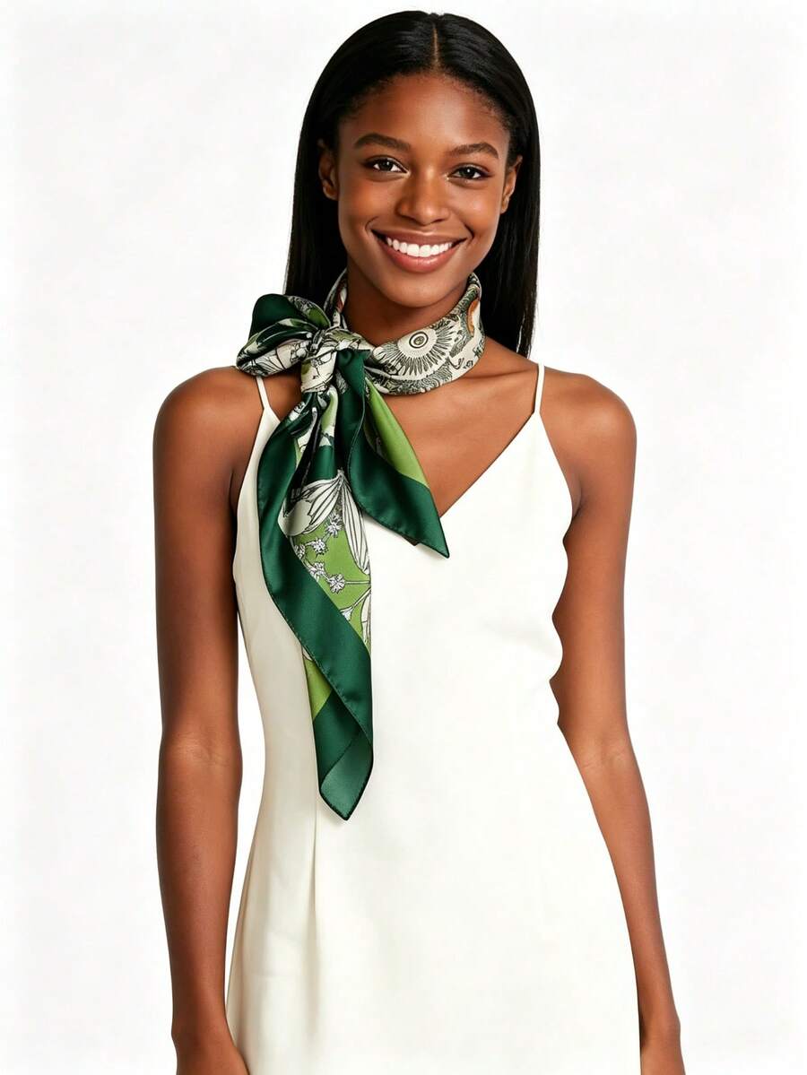 70cm Small Satin Square Scarf For Women, Versatile Fresh Elegant New Style Clothing Accessory - Multicolor - View 1