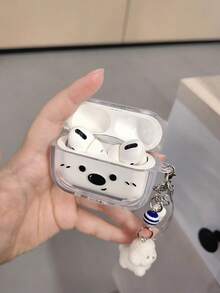 Casing Earphone Bentuk Telinga Kucing Lucu, Tahan Debu & Guncangan, dengan Liontin Anak Anjing, Anti Gores & Anti Guncangan, Kompatibel dengan 5 4/3/2/1/Pro/Pro2/Pro3 - Clear - View 2