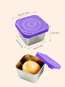Meoky 3个8盎司不锈钢密封食品储物盒，带硅胶盖，防漏小型食品储物盒，可重复使用的金属午餐盒，适用于零食、餐食准备、旅行、野餐 - 紫色*3件套裝 - 查看 5