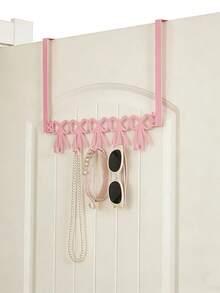Pink Bow-Shaped Metal Hook, Door-Hanging Design, Elegant Bow Towel Hook Rack, Cute Room Decor, Suitable For Girls' Room, Cabinet, Living Room, Bathroom And Bedroom, Space-Saving And Multi-Functional Decoration - Pink - View 4