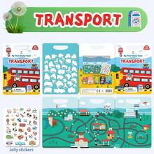 Reusable Jelly Sticker Book With Car, Bus And Other Transportation Themes, Includes 35 Waterproof Transportation Stickers, Early Education Transportation System Cognition For Toddlers - Red and White - View 8