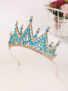 1pc Bridal Wedding Crown Headpiece Crystal Rhinestone Hair Hoop New Style Tiara - 44023 Lake Blue - View 6