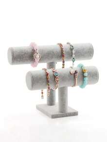 Jewelry Storage Display Rack, Velvet T-Shaped Bracelet Display Stand, Desktop Jewelry Storage Rack, Velvet Jewelry Display Stand, Bracelet Necklace Earring Tower Stand, Multi-Functional Jewelry Storage Rack. - Multicolor - View 12