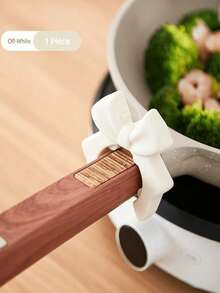 1pc Bowknot Pot Edge Kitchen Utensil Holder Silicone Spatula Rest Home Pot Rim Anti-Spill Spoon Rack Kitchen Storage Organizer Small Tool Pot Spatula Holder Kitchen Anti-Oil Stain Small Tool - A - View 6