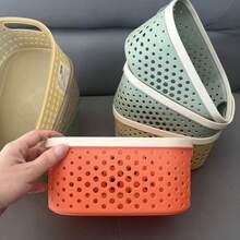 2pcs Multifunctional Thickened Colorful Hollow Storage Boxes, Plastic Storage Baskets For General Merchandise, Desktop Sundries And Stationery Organizer, Toiletries Storage Basket - Multicolor - View 11