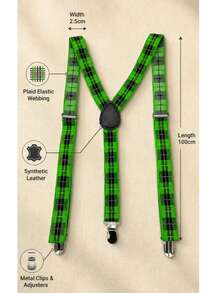 2.5cm High Elasticity Suspenders For Men - Green - View 8