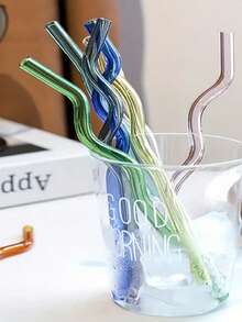 GASUDIN 1/2/5Pcs Wavy Glass Straws With Cleaning Brush, Reusable Colored Borosilicate Glass Straws, Dishwasher Compatible, Drinking Straws For Smoothies, Cocktail, Tea, Coffee, Lemonades, Kitchen Utensils & Holiday Gifts, Back To School - View 8