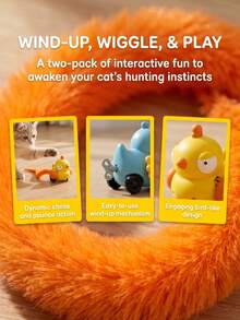 1pc Mobile Bird Shaped Cat Teasing Toy Long Furry Tail Clockwork Interactive Cat Toy Stimulate Hunting Instinct, Self-Entertainment Boredom Relief Pet Toy For Kittens & Adult Cats No Batteries Required - View 4