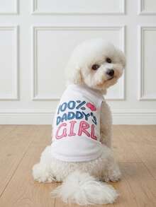 LUCKIE PAL 1pc 100% DADDY'S GIRL Printed Tank Top, Anti-Flea Pet Dog Clothes For Chihuahua Small Dogs, Fashionable Top For Cats And Dogs, Indoor And Outdoor - Multicolor - View 5