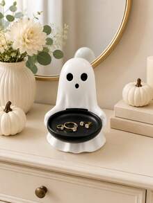 1pc Cute Ghost Jewelry Tray, Halloween Decor Ornament With Black Storage Dish, Can Store Rings, Earrings And Keys, Suitable For Vanity, Bedside Table And Entryway, Autumn Home Decor - Multicolor - View 6