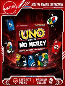 Mattel UNO NO MERCY 特別版卡牌遊戲，派對破冰首選，適合青少年與玩家的競爭趣味遊戲，遊戲玩家禮物，生日、聖誕、萬聖節送禮佳品 - 彩色 - 查看 1