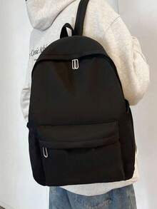 Mochila de gran capacidad de unicolor para hombres, bolsa de viaje de moda y sencilla, adecuada para uso casual, estilo japonés, estilo académico, mochila para ir al trabajo - Multicolor - Ver 2