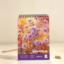 Professional Blank A4 Watercolor Sketchbook, Spiral Bound Flip Cover Drawing Notebook, Plain Art Paper Pad, Back To School Painting Accessory,1pc - Multicolor - View 13