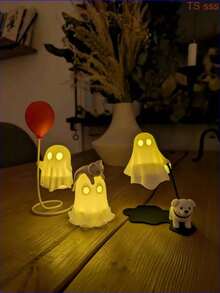 1pc Creative Cute Reading Ghost Decorative Ornament, Durable Plastic Material, Gift For Reading Lovers, Suitable For Halloween, Christmas, Holiday Decoration Candle Holder, Home Living Room Room Desktop Decor, Holiday Party Decoration Prop - Multicolor - View 5