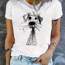 Summer T-Shirt With Round Neck And Creative Cartoon Dog Graphic Print, T-Shirt For Girls And Women. - 款式 - 查看 1