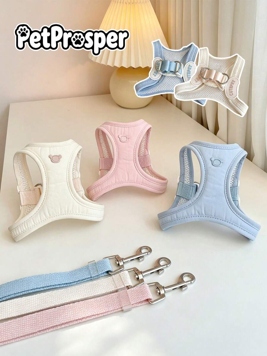 Step‑In Dog Harness And Leash Set, Pastel Macaron Color Puppy Harness, Soft Breathable Mesh Adjustable No‑Pull Vest Harness For Small Dogs Cats, Lightweight Walking Pet Harness Dog Cat Stuff Dog Leash Dog Harness And Leash Set