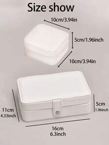 Baofeng 1個 16*11*5cm 皮革多功能雙層珠寶收納盒，珠寶展示與包裝盒，戒指盒適用於耳環與戒指，便攜拉鍊珠寶盒，精緻旅行珠寶盒，項鍊盒，情人節禮物 - 彩色 - 查看 8