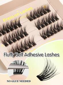 Waloshow Customized High-End Natural Long False Eyelashes, Soft C/D Curl Self-Adhesive Cluster Fluffy Eyelash Set, Eyelash Length 11-13mm, DIY Eyelash Extension, Lightweight And Fit, Glue-Free Eyelash Extension - C - View 5