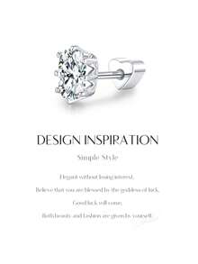 MODIAN Crown Moissanite Cartilage Earrings 925 Sterling Sliver Oval Lab Diamond Heart Screw Stud Earrings For Women Fine Jewelry - Silver - View 3