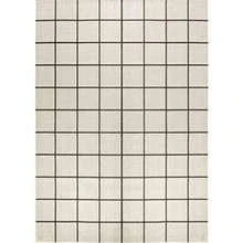 Modern Squares Area Rug 5X8, Indoor Outdoor Rug Ships Rolled, Durable Flat Weave, Lays Flat For Backyard, Patio, Porch, Easy-Cleaning, High Traffic, Pet-Friendly, Non-Shedding - Cream/Dark Gray - View 2