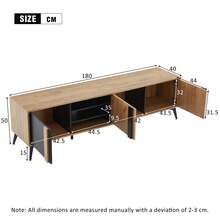 Rustic Brown TV Stand - TV Cabinet With Door And Open Shelf - Up To 80 Inch Compatible - Black and Brown - 查看 6
